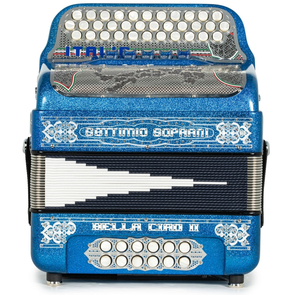 Settimio Soprani Bella Ciao II Ultra Compact 5 Switch Accordion EAD in Blue Glitter with Silver